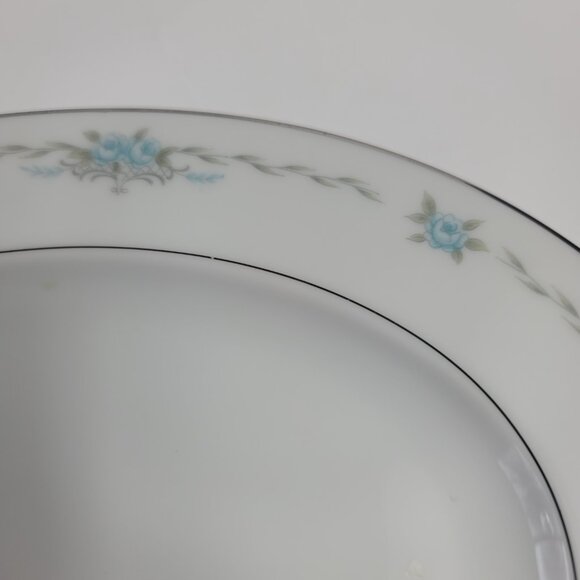 Style House Corsage Serving Platter White with Blue Roses 12 Inch - Picture 10 of 16